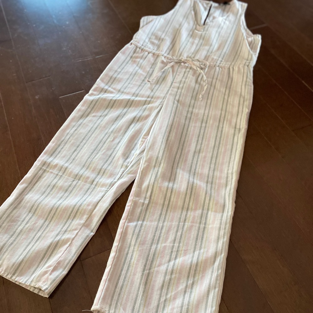 ✨ DREW | Striped Linen Jumpsuit NWOT - Picture 5 of 12
